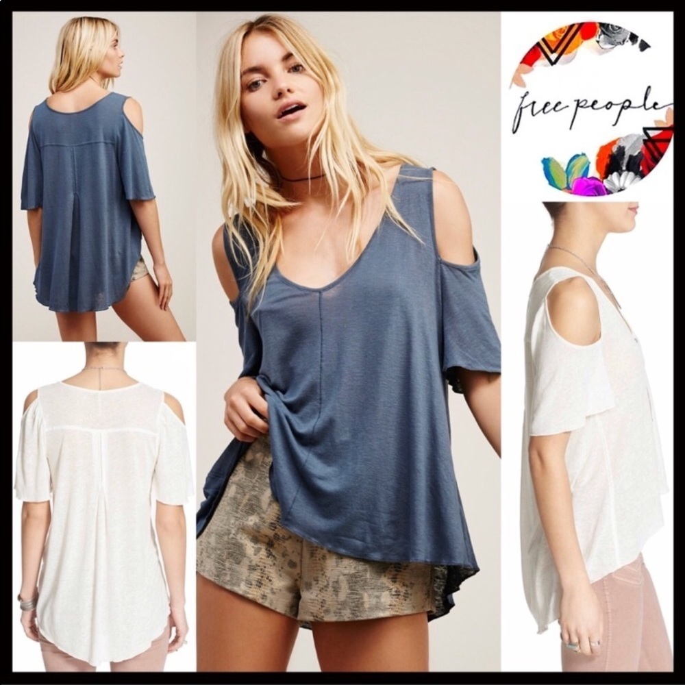 Free People Cold Shoulder Grey Shirt Size S
